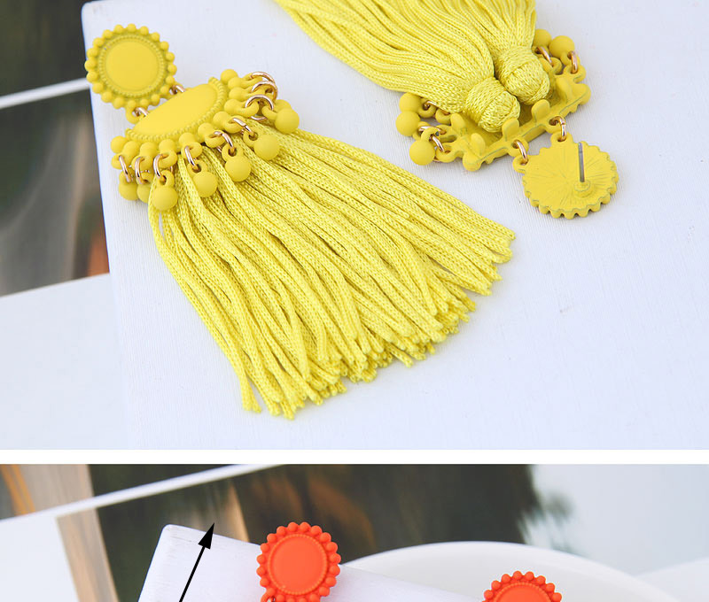 Fashion Yellow Pure Color Decorated Earrings,Drop Earrings