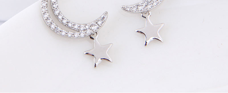 Fashion Silver Color Moon&star Shape Decorated Earrings,Stud Earrings