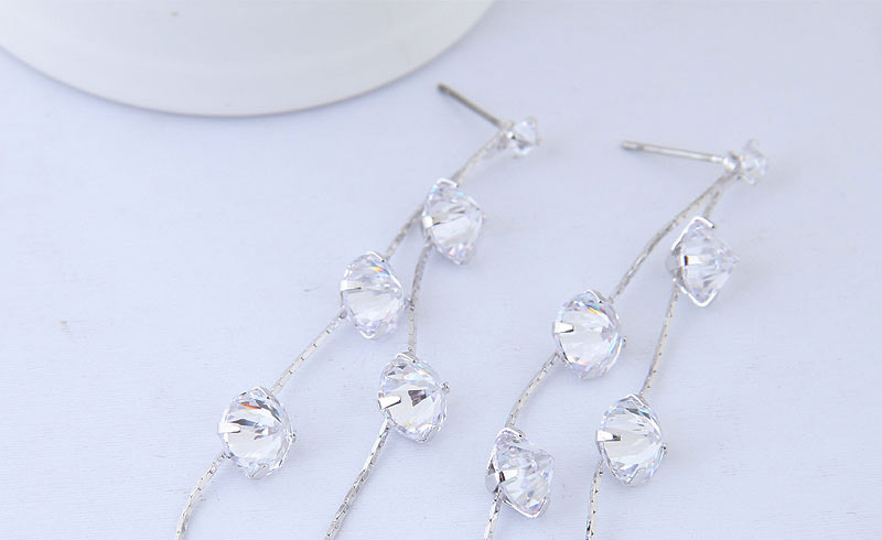 Fashion Silver Color Diamond Decorated Earrings,Drop Earrings