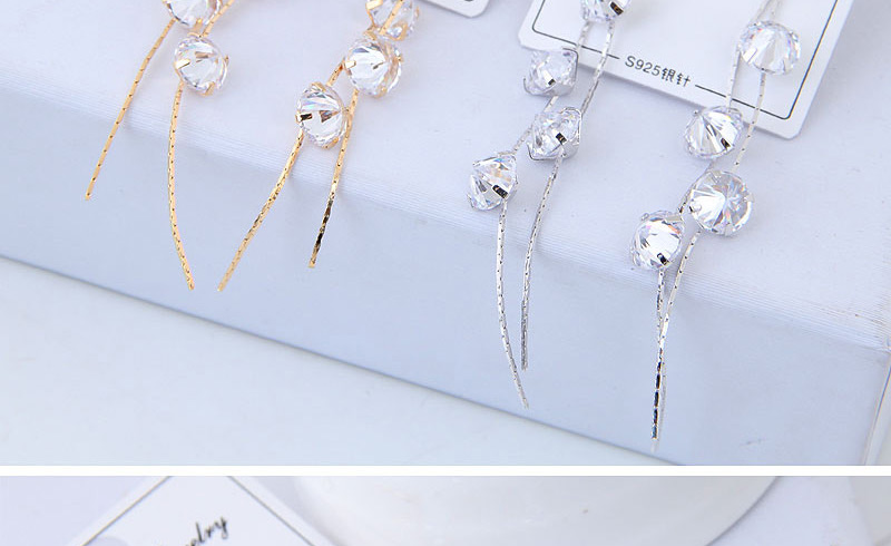 Fashion Gold Color Diamond Decorated Earrings,Drop Earrings
