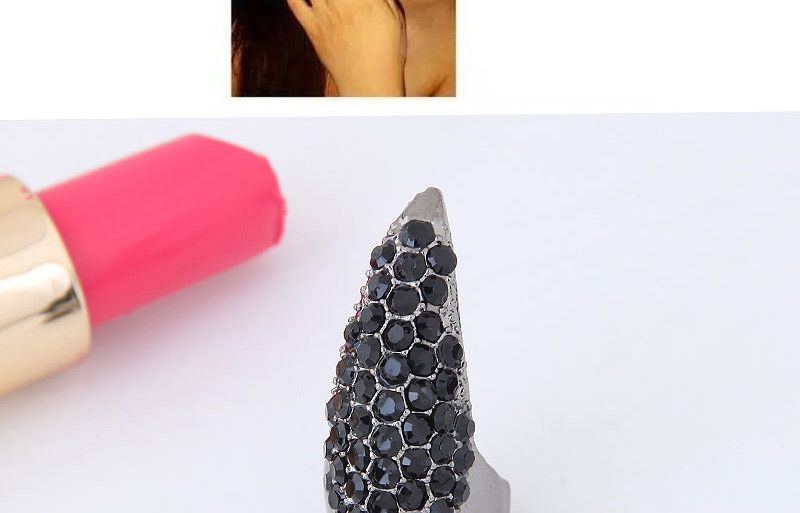 Fashion Black Diamond Decorated Pure Color Nail Ring,Fashion Rings