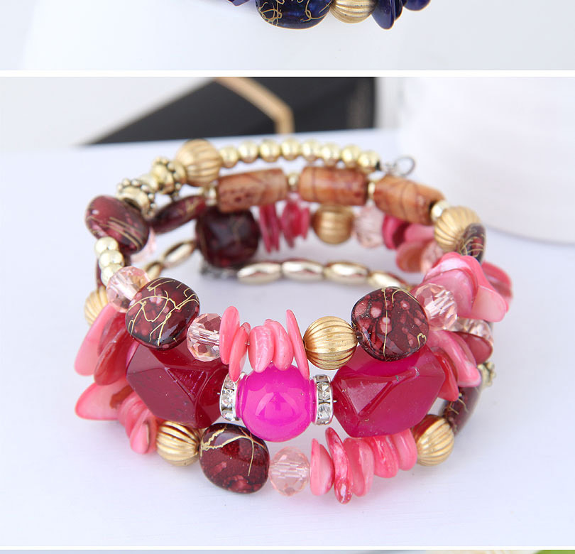Fashion Pink Bead Decorated Multi-layer Bracelet,Fashion Bangles