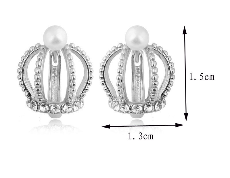 Elegant Silver Color Crown Shape Design Pure Color Earrings,Stud Earrings