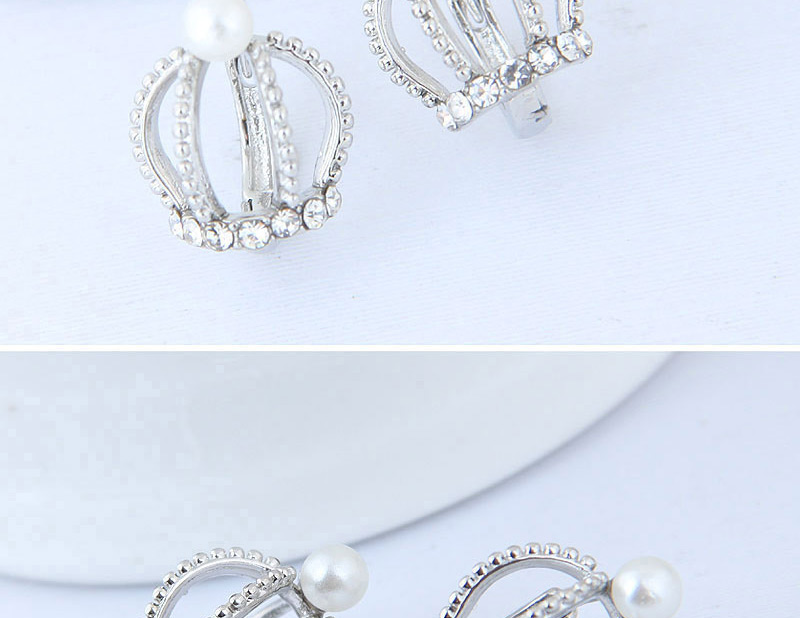 Elegant Silver Color Crown Shape Design Pure Color Earrings,Stud Earrings