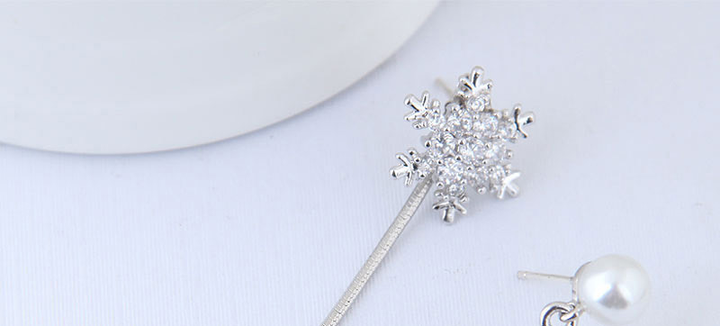 Elegant Silver Color Snowflake Shape Decorated Simple Earrings,Drop Earrings