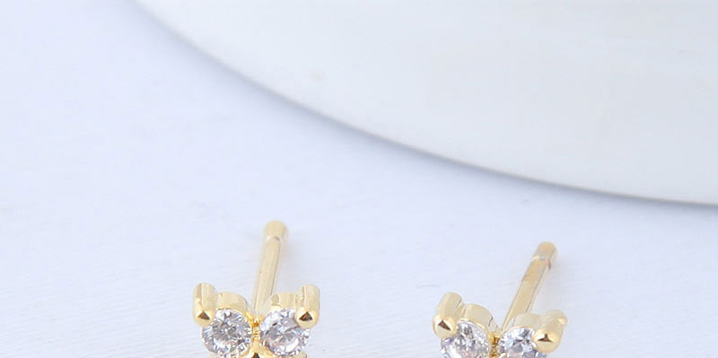 Elegant Gold Color Full Diamond Decorated Earrings,Stud Earrings