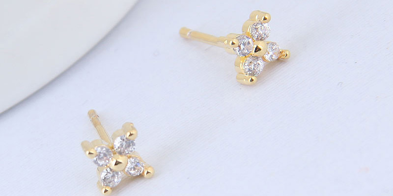 Elegant Gold Color Full Diamond Decorated Earrings,Stud Earrings