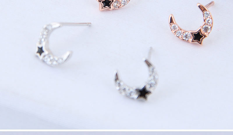 Elegant Rose Gold Moon&star Shape Design Simple Earrings,Stud Earrings