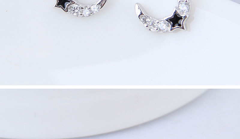 Elegant Rose Gold Moon&star Shape Design Simple Earrings,Stud Earrings