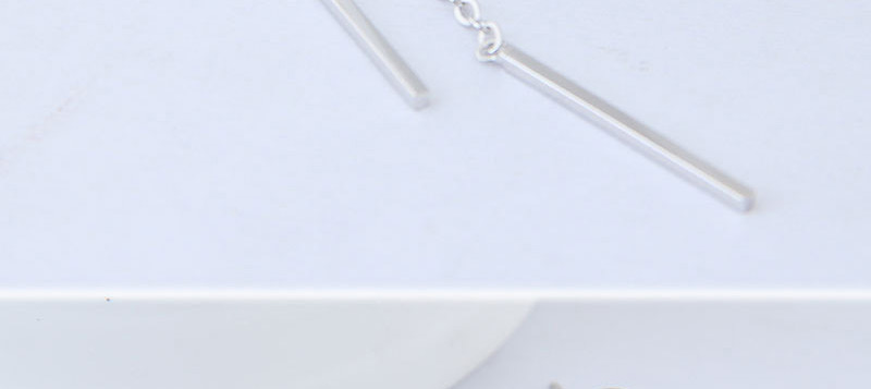 Elegant Silver Color Vertical Shape Decorated Long Earrings,Drop Earrings