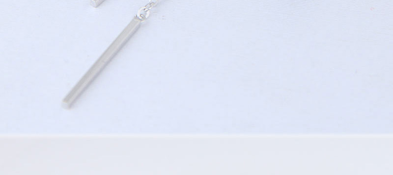Elegant Silver Color Vertical Shape Decorated Long Earrings,Drop Earrings