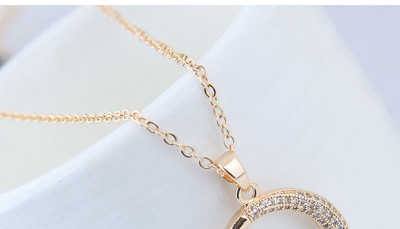 Elegant Gold Color Circular Ring Decorated Long Necklace,Necklaces