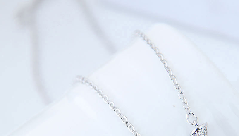 Elegant Silver Color V Shape Pendant Decorated Long Necklace,Necklaces