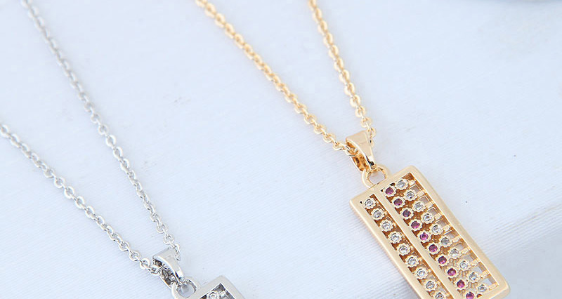 Elegant Gold Color Abacus Pendant Decorated Necklace,Necklaces