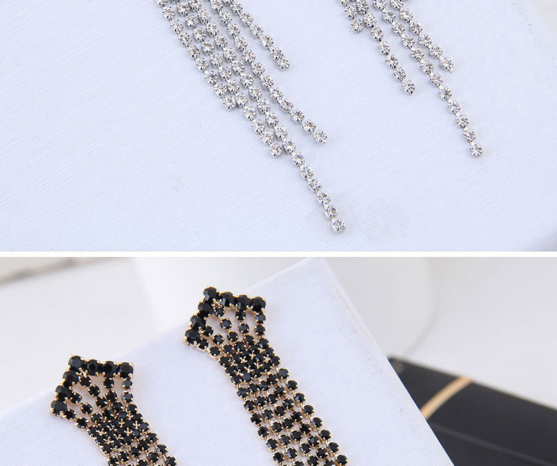 Elegant White Full Diamond Design Tassel Earrings,Drop Earrings