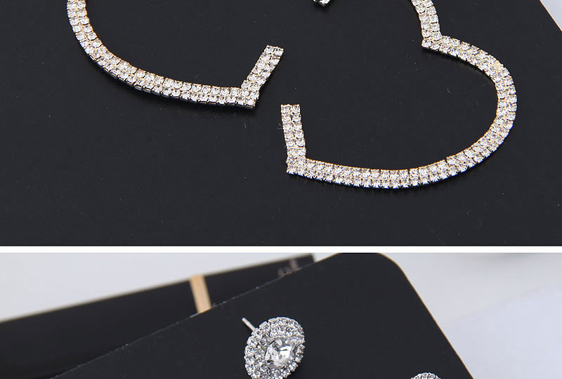Elegant Gold Color Full Diamond Design Heart Shape Earrings,Drop Earrings