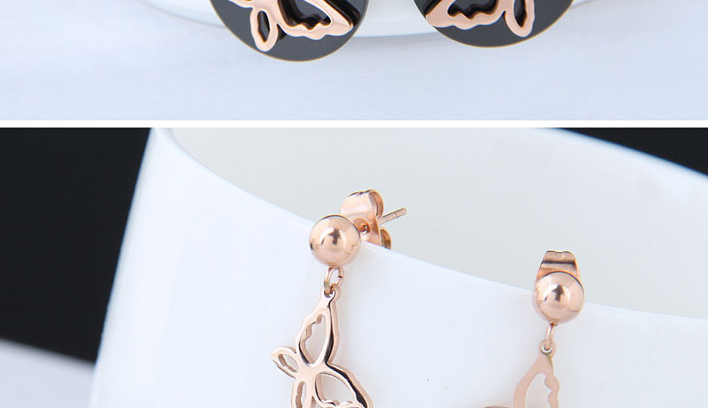 Fashion Rose Gold Butterfly Pendant Decorated Long Earrings,Earrings