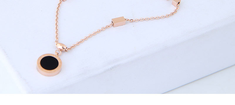 Fashion Rose Gold Round Shape Pendant Decorated Long Necklace,Necklaces