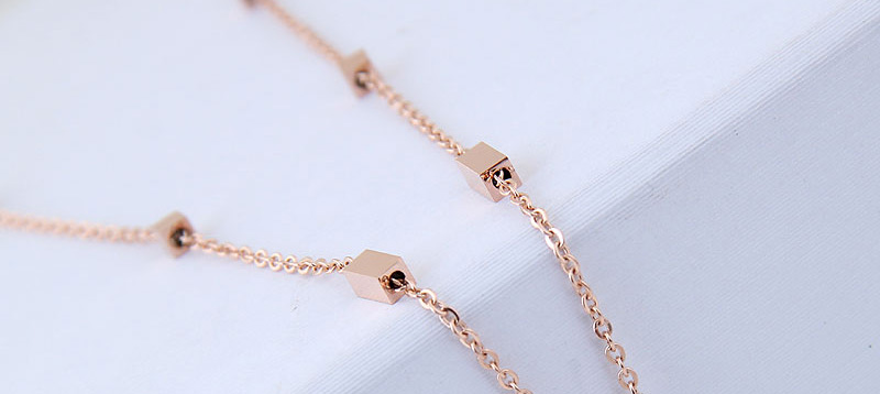 Fashion Rose Gold Round Shape Pendant Decorated Long Necklace,Necklaces
