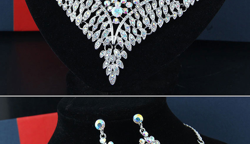 Fashion Sapphire Blue Diamond Decorated Hollow Out Jewelry Sets,Jewelry Sets