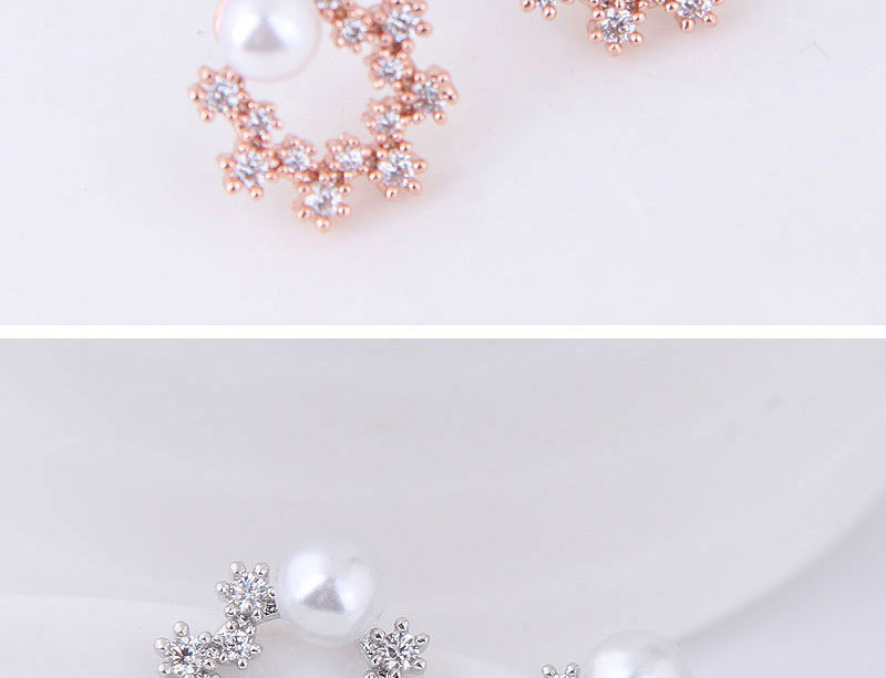 Fashion Silver Color Full Diamond&pearls Decorated Earrings,Stud Earrings