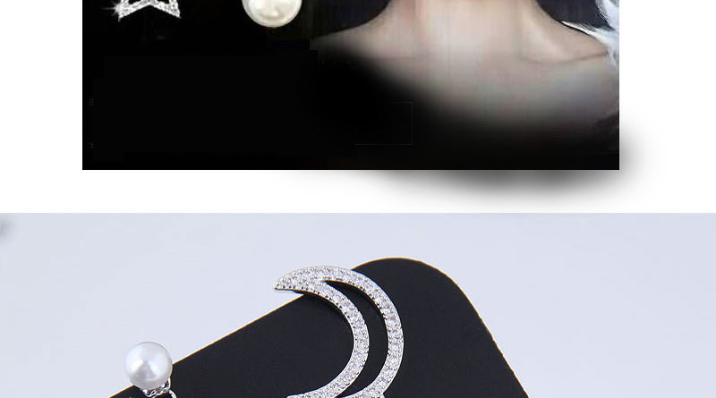 Fashion Silver Color Star&moon Shape Decorated Long Earrings,Drop Earrings