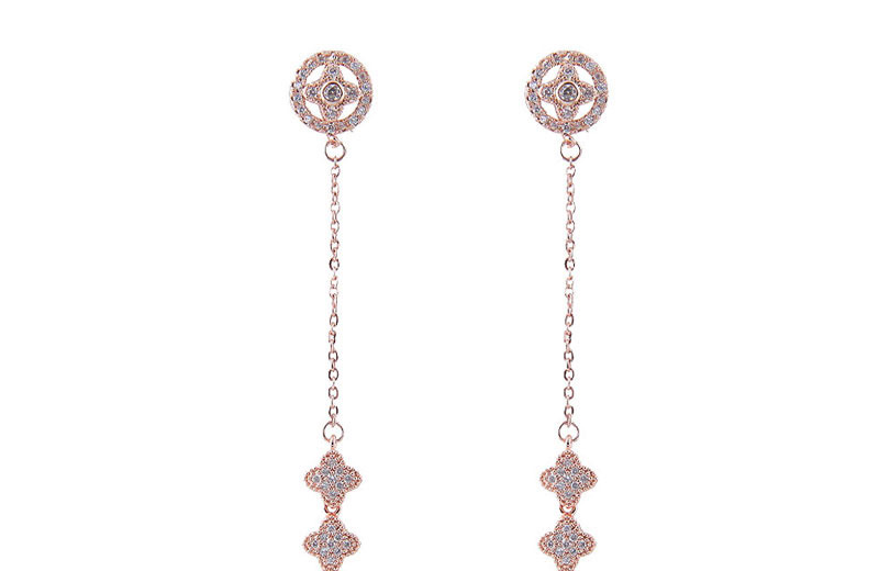 Fashion Rose Gold Flower Pendant Decorated Long Earrings,Drop Earrings