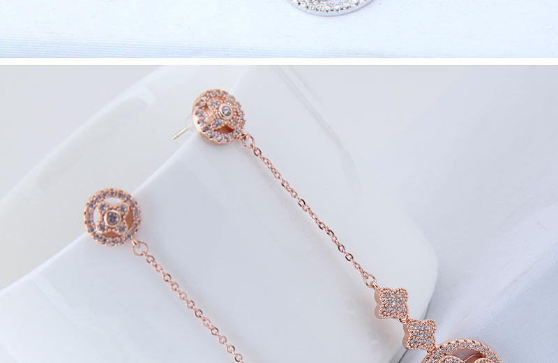 Fashion Rose Gold Flower Pendant Decorated Long Earrings,Drop Earrings