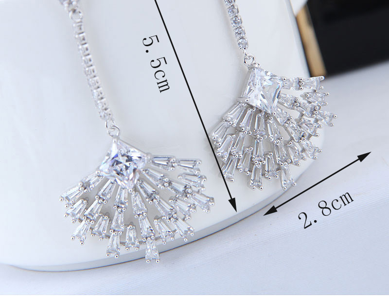 Fashion Rose Gold Full Diamond Design Sector Shape Earrings,Stud Earrings