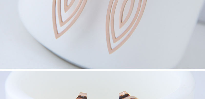 Fashion Rose Gold Hollow Out Oval Shape Decorated Earrings,Earrings