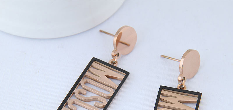 Fashion Rose Gold Letter Pattern Decoratedhollow Out Earrings,Earrings