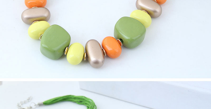 Fashion Multi-color Geometric Shape Decorated Color-matching Necklace,Beaded Necklaces