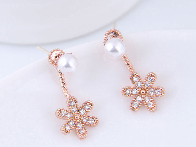 Fashion Rose Gold Flower Shape Decorated Earrings,Stud Earrings