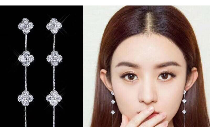 Fashion Silver Color Flower Shape Decorated Tassel Earrings,Drop Earrings