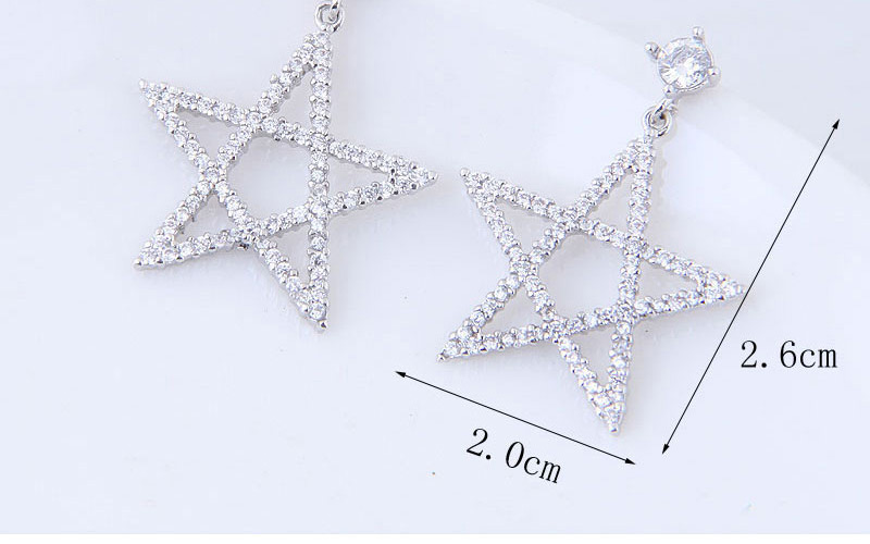 Fashion Silver Color Full Diamond Decorated Star Shape Earrings,Stud Earrings