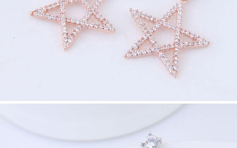 Fashion Silver Color Full Diamond Decorated Star Shape Earrings,Stud Earrings