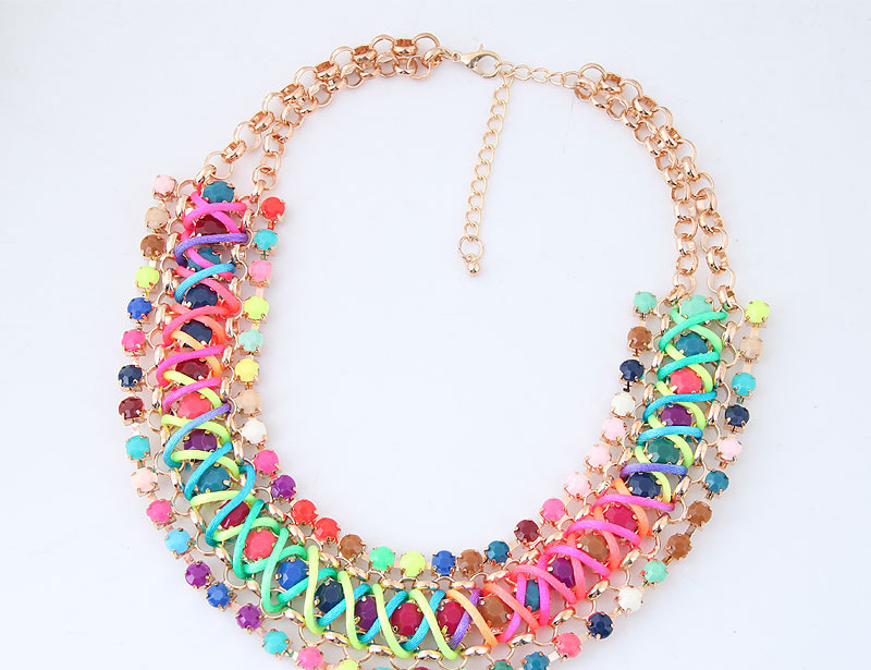 Fashion Multi-color Color-matching Decorated Necklace,Bib Necklaces