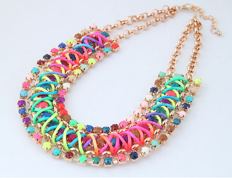 Fashion Multi-color Color-matching Decorated Necklace,Bib Necklaces