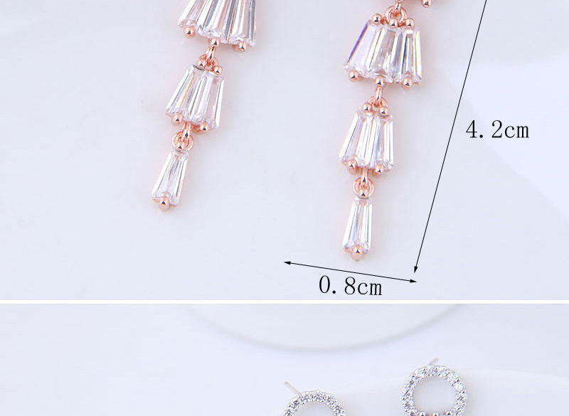 Fashion Rose Gold Full Diamond Decorated Tassel Earrings,Drop Earrings