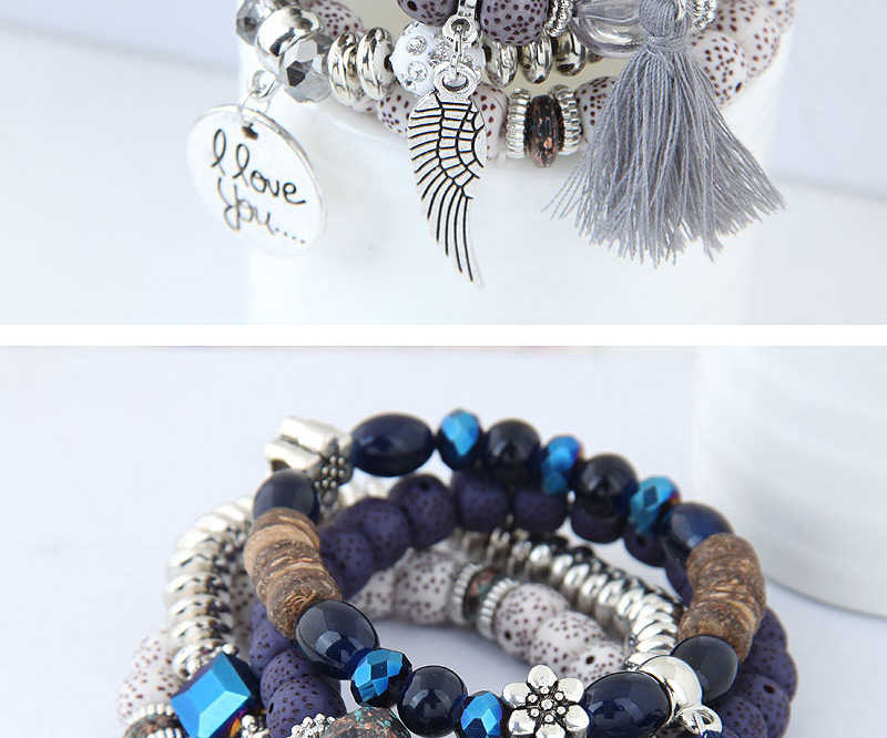 Fashion Blue Multi-layer Design Tassel Bracelet,Fashion Bracelets