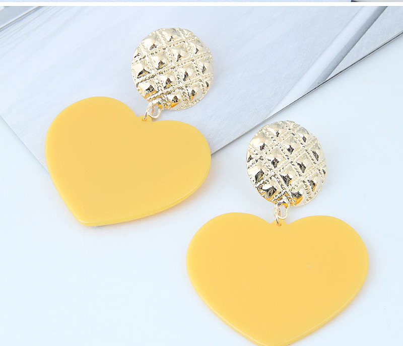 Fashion Yellow Heart Shape Decorated Earrings,Drop Earrings