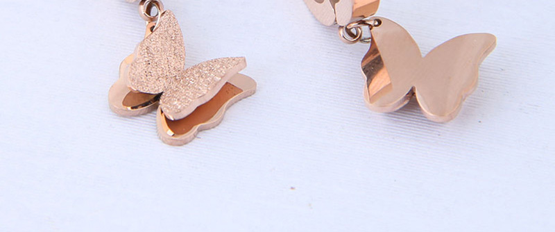 Simple Rose Gold Butterfly Shape Decorated Earrings,Drop Earrings