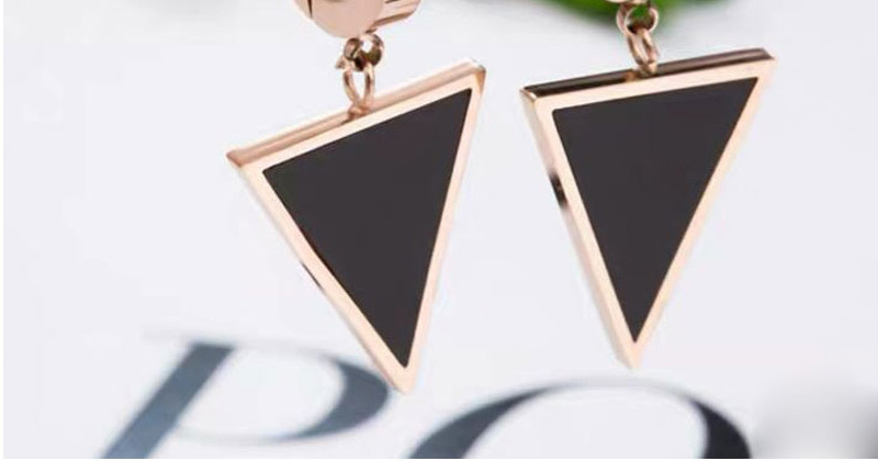 Fashion Rose Gold Triangle Shape Decorated Earrings,Drop Earrings