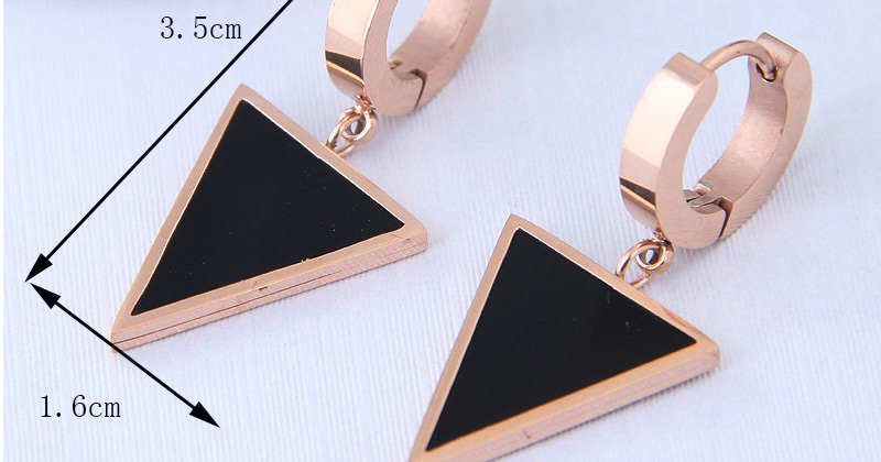 Fashion Rose Gold Triangle Shape Decorated Earrings,Drop Earrings