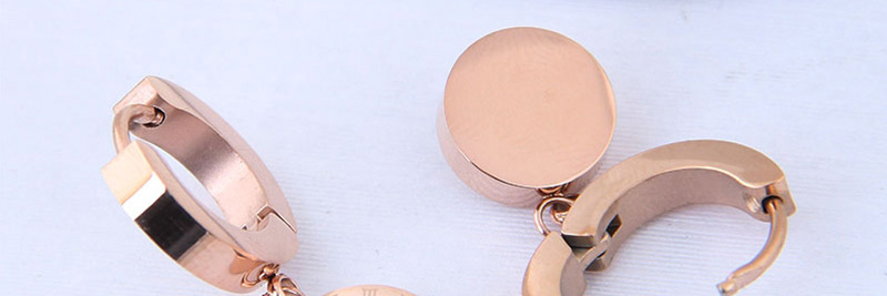 Fashion Rose Gold Round Shape Decorated Earrings,Drop Earrings