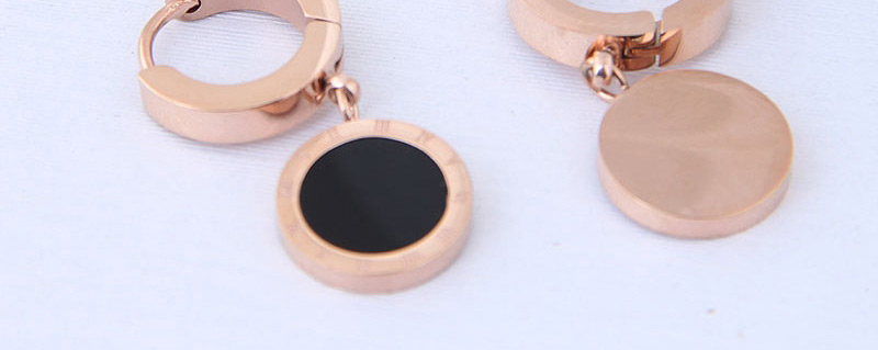 Fashion Rose Gold+black Round Shape Decorated Earrings,Drop Earrings