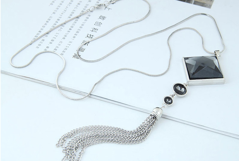 Fashion Gray Square Shape Decorated Necklace,Pendants