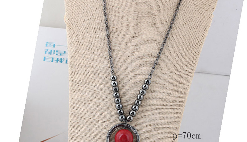 Fashion Red Tassel&bead Decorated Necklace,Pendants