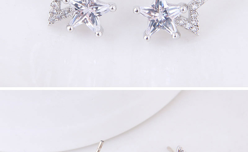 Fashion Rose Gold Full Diamond Design Star Shape Earrings,Stud Earrings
