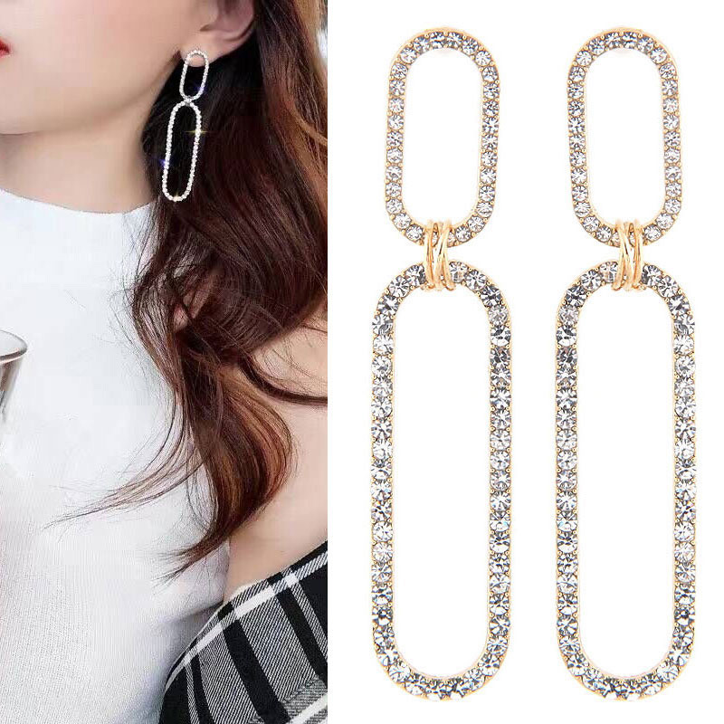 Fashion Silver Color Full Diamond Design Hollow Out Earrings,Drop Earrings
